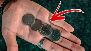 EASY & VISUAL 4 Coin Magic Trick TUTORIAL!!!