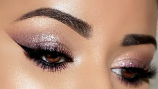 SOFT SPARKLY MAUVE MAKEUP TUTORIAL WITH WINGED EYELINER