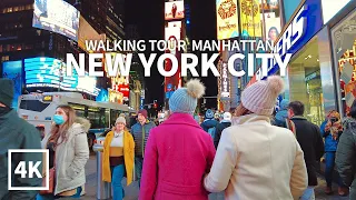 [4K] NEW YORK CITY - Evening Walk Manhattan, Times Square & 7th Avenue, NYC, USA, Travel, 4K UHD