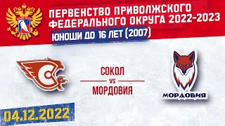 04.12.22. ПРЯМОЙ ЭФИР. Первенство ПФО. ХК "Сокол 2007" (Новочебоксарск) - ХК "Мордовия" (Саранск)