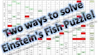 Two methods to solve Einstein's Fish Riddle (one is easy, one is more of a puzzle)