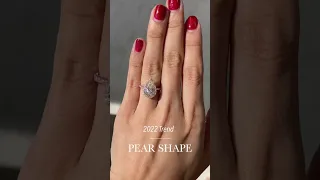 2022 Engagement Ring Trend | 3ct Pear Shape Petite Halo Pave Diamond Ring