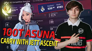 How 100T Asuna HARD CARRYS in RADIANT Playing AGGRESSIVE on Jett!!! *70% Win Rate??*