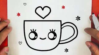 HOW TO DRAW A CUTE  COFFEE MAIL DRINK , STEP BY STEP,  Jack Drawkings