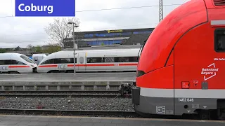 Coburg: ICE-T Doppelgarnitur, Dosto-Vectron Sandwich, Desiro HC DB-Regio & agilis