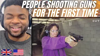 Brit Reacts To PEOPLE REACT TO SHOOTING GUNS FOR THE FIRST TIME!