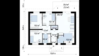 Проект Z69 -  Дом 1-ый этаж 102,0 / 109,0 m²