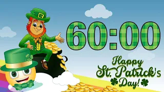 60 Minute 🍀 St. Patrick's Day 🍀 Countdown Timer - Irish Music Alarm 🎵