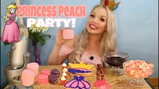 ASMR PRINCESS PEACH PARTY PINK AND PURPLE THEME POPULAR FOODS MUKBANG