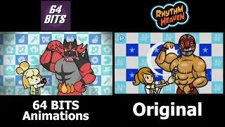 64 Bits Super Smash Heaven Side-By-Side Comparison w/ Original Rhythm Heaven Remix 10