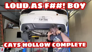 COMPLETE HOW TO HOLLOW YOUR DODGE CHARGER CHALLENGER  CATS AND AVOID EXHAUST TICKETS!!!!