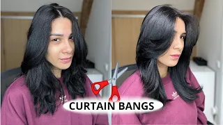 COMO FAZER FRANJA CURTAIN BANGS SOZINHA ✂️ EM CASA  | Por @jessicatthings_