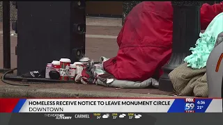 Homeless population told to leave Monument Circle