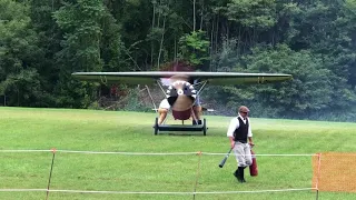 Starting the Fokker DVIII at Rhinebeck 2018