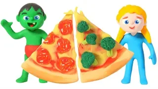 SUPERHERO BABIES PIZZA CHALLENGE ❤ SUPERHERO PLAY DOH CARTOONS FOR KIDS