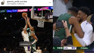 Giannis Antetokounmpo posts photo blocking Christian Wood and tagged him 😂
