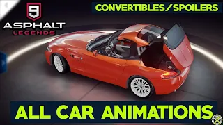 Asphalt 9: Legends | All Car Animations - Convertibles / Spoilers