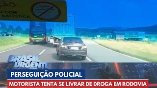 PERSEGUIÇÃO POLICIAL: motorista tenta se livrar de droga em rodovia | Brasil Urgente