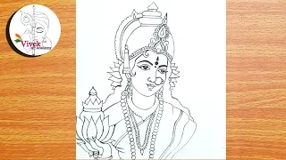 Easy Drawing of Maa Laxmi | Goddess Laxmi Drawing | Laxmi Maa Drawing for Beginners