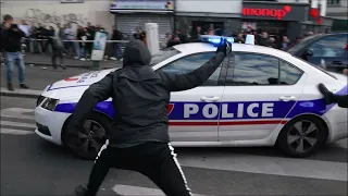 Voiture de Police violemment attaqué et prise à partie lors de la manifestation à Paris - 23/09/2023