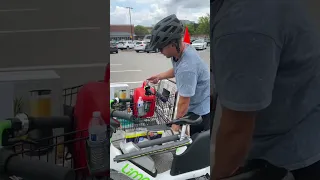 Man invents sidecar for bike! 🤣 #diy #lime #limebike #invention #bike #woodworking