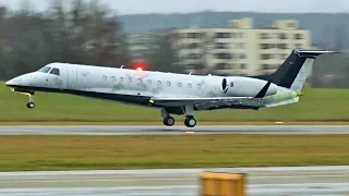 [FullHD] Private Embraer Legacy 650 landing & takeoff at Geneva/GVA/LSGG