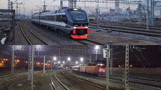 Новая ЭП2ДМ-0240, ЭП20-035 со скоростным и ЧС7-017 с Адлером, разные поезда на 4 диаметре