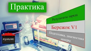 Диагностика аккумулятора автомобиля после зарядного устройства Бережок V1.