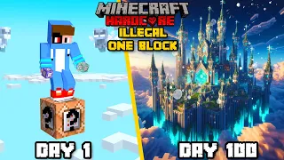 Surviving 100 Days On Illegal One Block In Hardcore Minecraft - [full Movie]