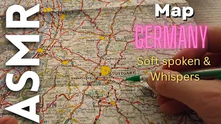 Foreigner reads place names on a Map of Germany (South West) [ASMR DE]