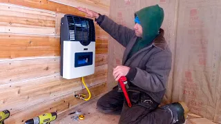 Tiny Cabin Direct Vent Heater Install (No Electricity.) After Three Years in a Tent, Now HEAT! #114