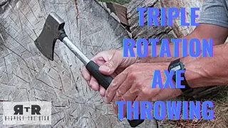 LEARN HOW TO DO A TRIPLE ROTATION AXE THROW -- TUTORIAL