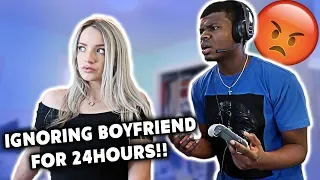 IGNORING MY BOYFRIEND FOR 24 HOURS PRANK! (CUTE REACTION)