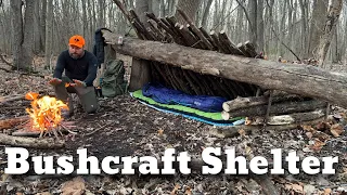 Solo Bushcraft Camping | Building a SURVIVAL SHELTER in the wilderness