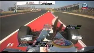 2012 United States Formula 1 Grand Prix Finish - Lewis Hamilton Wins  (Interviews Included)