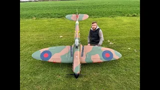 ZIROLI 1/4.4 SPITFIRE MK1A RC - MAIDEN / DEADSTICK LANDING - EME 60cc PETROL - DEANO AT NLMFC - 2024