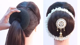 easy juda hairstyle with gajra | hairstyle for saree | quick hairstyle | wedding hairstyle