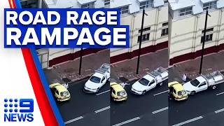 Ute slams into cars during alleged road rage incident | 9 News Australia