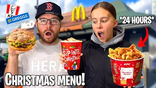 ONLY EATING CHRISTMAS FAST FOOD for 24 HOURS! - *SHOPPING TRIP*