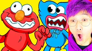 HUGGY WUGGY.EXE vs ELMO MOD!? (TOP 3 CRAZIEST VIDEOS! *LANKYBOX REACTION*)