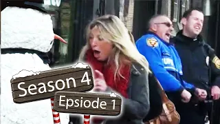 Scary Snowman SAVAGE Hidden Camera Practical Joke - Boston