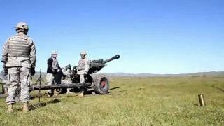 B Brty 1-143 FA M119 105mm towed howitzer