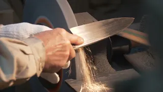 The process of making knife. Japanese best handmade knife master