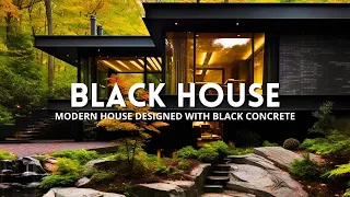 Charming Black Concrete House Design Blends With Nature Sourronding