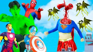 SuperHeros Vs Super-Girl Transformation Siren-Super - BigGreenTV