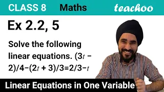Ex 2.2, 5 - Solve 3t-2/4 - 2t + 3/3 = 2/3 - t - Chapter 2 Class 8 - Teachoo
