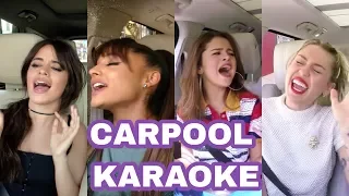 Ariana Grande vs Camila Cabello vs Selena Gomez vs Miley Cyrus - Vocal Battle  Carpool karaoke -