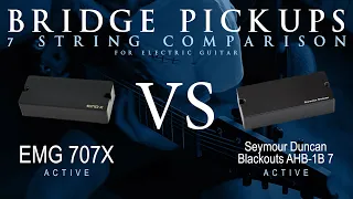 EMG 707X vs Seymour Duncan BLACKOUTS 7 - 7 String Bridge Guitar Pickup Comparison Tone Demo