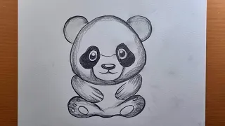 Como desenhar um panda a lápis, desenho de panda fofo,desenhos passo a passo,lápis de desenho fácil