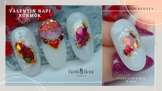 Valentine's Day Nails | Milky White GLITTER Nails | Valentin Napi Körmök - Bodi Reni Nails